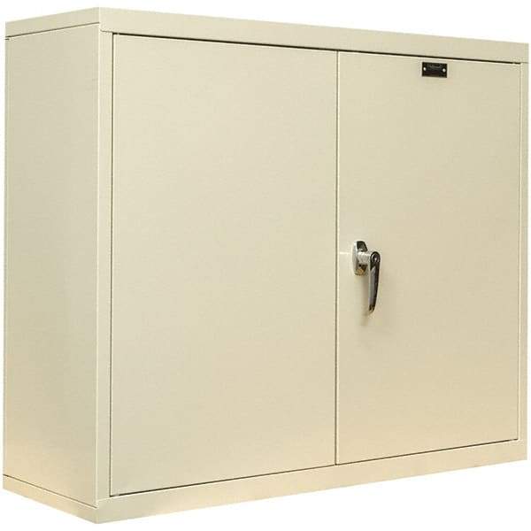 Hallowell - 1 Shelf Wall Storage Cabinet - Steel, 36" Wide x 12" Deep x 30" High, Tan - Exact Industrial Supply