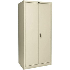 Hallowell - 4 Shelf Locking Storage Cabinet - Steel, 36" Wide x 24" Deep x 72" High, Tan - Exact Industrial Supply