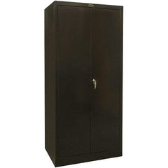 Hallowell - 4 Shelf Locking Storage Cabinet - Steel, 36" Wide x 18" Deep x 72" High, Black - Exact Industrial Supply