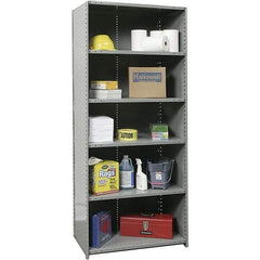 Hallowell - 6 Shelf, 500 Lb. Capacity, Closed Shelving Starter Unit - 36 Inch Wide x 24 Inch Deep x 87 Inch High, Gray - Exact Industrial Supply