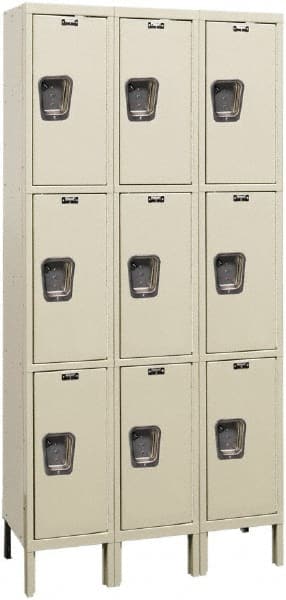 Hallowell - 9 Door, 3 Tier, Premium Wardrobe Lockers - Exact Industrial Supply