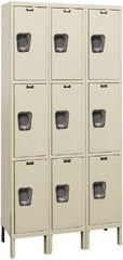 Hallowell - 9 Door, 3 Tier, Premium Wardrobe Lockers - Exact Industrial Supply