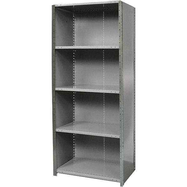 Hallowell - 5 Shelf, 500 Lb. Capacity, Free Standing Closed Shelving - 36 Inch Wide x 12 Inch Deep x 87 Inch High, Gray - Exact Industrial Supply