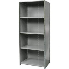 Hallowell - 5 Shelf, 800 Lb. Capacity, Free Standing Closed Shelving - 36 Inch Wide x 18 Inch Deep x 87 Inch High, Gray - Exact Industrial Supply