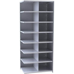 Hallowell - 14 Bin Closed Industrial Bin Shelving - 36 Inch Overall Width x 18 Inch Overall Depth x 87 Inch Overall Height, Gray Metal Bins - Exact Industrial Supply