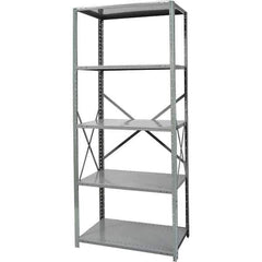 Hallowell - 5 Shelf Starter Medium-Duty Open Steel Shelving - 500 Lb Capacity, 36" Wide x 87" High x 24" Deep, Gray - Exact Industrial Supply