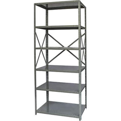 Hallowell - 6 Shelf Starter Medium-Duty Open Steel Shelving - 375 Lb Capacity, 48" Wide x 87" High x 18" Deep, Gray - Exact Industrial Supply