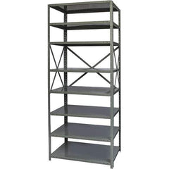 Hallowell - 8 Shelf Starter Medium-Duty Open Steel Shelving - 500 Lb Capacity, 36" Wide x 87" High x 24" Deep, Gray - Exact Industrial Supply