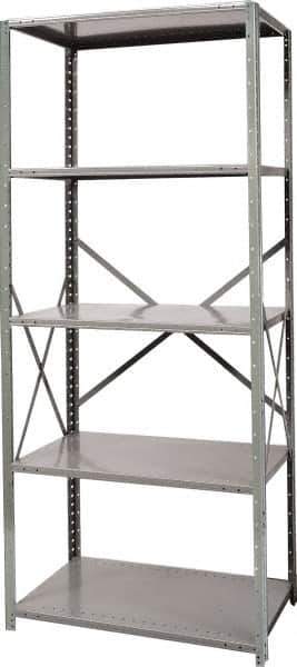 Hallowell - 5 Shelf Starter Heavy-Duty Open Steel Shelving - 800 Lb Capacity, 36" Wide x 87" High x 24" Deep, Gray - Exact Industrial Supply