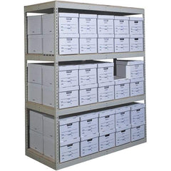 Hallowell - 4 Shelf Add-On Open Steel Shelving - 1,150 Lb Capacity, 42" Wide x 84" High x 15" Deep, Tan - Exact Industrial Supply