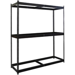 Hallowell - 3 Shelf Starter No Deck Open Steel Shelving - 1 Lb Capacity, 48" Wide x 84" High x 48" Deep, Black - Exact Industrial Supply