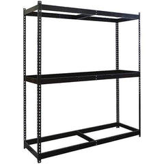 Hallowell - 3 Shelf Starter No Deck Open Steel Shelving - 1 Lb Capacity, 72" Wide x 84" High x 30" Deep, Black - Exact Industrial Supply