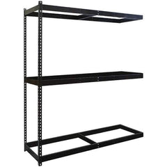 Hallowell - 3 Shelf Add-On No Deck Open Steel Shelving - 1 Lb Capacity, 72" Wide x 84" High x 24" Deep, Black - Exact Industrial Supply