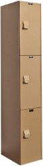 Hallowell - 3 Door, 3 Tier, Solid Plastic Locker - Exact Industrial Supply