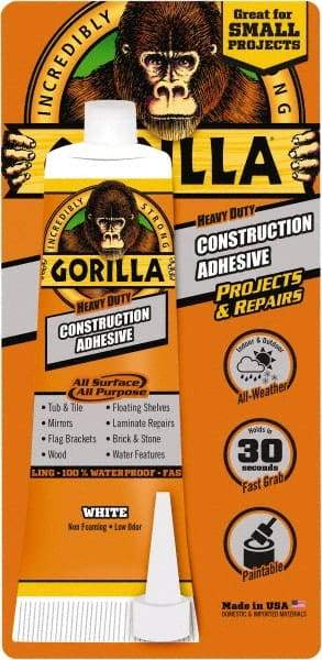 Gorilla Glue - White, Tube Silyl Terminated Polyether Construction Adhesive - -40 to 200°F Service Temperature, Indoor & Outdoor - Exact Industrial Supply