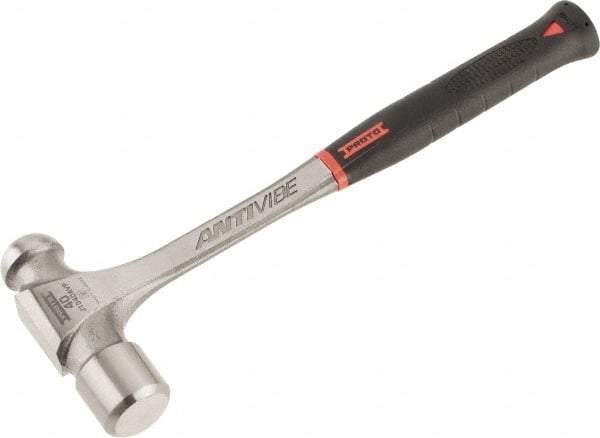 Proto - 2-1/2 Lb Head Steel Ball Pein Hammer - 15.24" Steel Handle with Grip, 1.72" Face Diam, 15-1/4" OAL, AntiVibe, Molded Textured Rubber Grip - Exact Industrial Supply