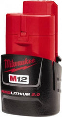 Milwaukee Tool - 12 Volt Lithium-Ion Power Tool Battery - 2 Ahr Capacity, 45 min Charge Time, Series M12 RED - Exact Industrial Supply