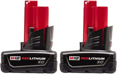 Milwaukee Tool - 12 Volt Lithium-Ion Power Tool Battery - 3 Ahr Capacity, 1 hr Charge Time, Series M12 XC RED - Exact Industrial Supply