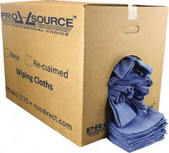 PRO-SOURCE - 25 Inch Long x 16 Inch Wide Virgin Cotton Rags - Blue, Huck, Lint Free, 50 Lbs. at 5 to 7 per Pound, Box - Exact Industrial Supply