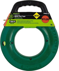 Greenlee - 100 Ft. Long x 3/16 Inch Wide, Nylon Fish Tape - 250 Lb. Pulling Strength, Includes Case - Exact Industrial Supply