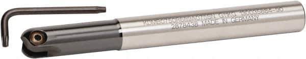 Kennametal - 1/2" Cut Diam, 1/4" Max Depth of Cut, 1/2" Shank Diam, 150mm OAL, Indexable Ball Nose End Mill - 45.97mm Head Length, Straight Shank, KDMB Toolholder, KDMB 0500.. Insert - Exact Industrial Supply