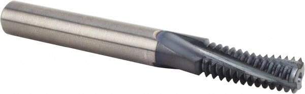 Kennametal - M12x1.50 Metric Fine, 0.3898" Cutting Diam, 4 Flute, Solid Carbide Helical Flute Thread Mill - Internal Thread, 24.71mm LOC, 80mm OAL, 10mm Shank Diam - Exact Industrial Supply