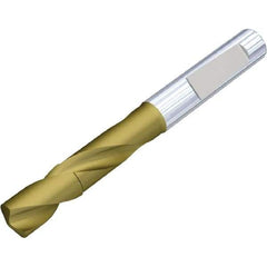 Kennametal - 14.1mm 140° Solid Carbide Jobber Drill - Multilayer TiAlN Finish, Right Hand Cut, Spiral Flute, Whistle Notch Shank, Standard Point - Exact Industrial Supply