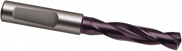 Screw Machine Length Drill Bit: 0.5118″ Dia, 140 °, Solid Carbide FIREX Finish, Right Hand Cut, Spiral Flute, Whistle Notch Shank, Series 5610