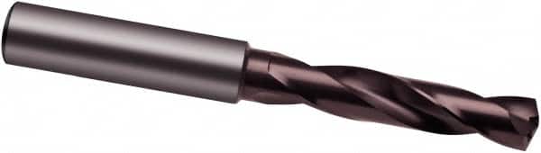 Screw Machine Length Drill Bit: 0.6024″ Dia, 140 °, Solid Carbide nano-A Finish, Right Hand Cut, Spiral Flute, Straight-Cylindrical Shank, Series 8510