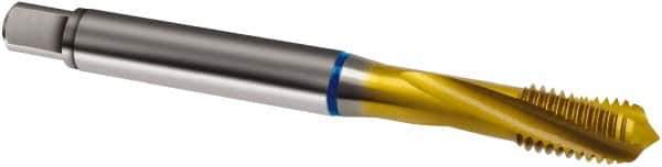 Guhring - M3x0.50 Metric 3 Flute 6H Modified Bottoming Spiral Flute Tap - Cobalt, TiN Finish, 56mm OAL, Right Hand Flute, Right Hand Thread, D2/D3, Series 2896 - Exact Industrial Supply