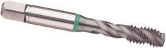 Guhring - #2-56 UNC 3 Flute 2B Modified Bottoming Spiral Flute Tap - Cobalt, TiCN Finish, 1.751" OAL, Right Hand Flute, Right Hand Thread, H2/H3, Series 3949 - Exact Industrial Supply