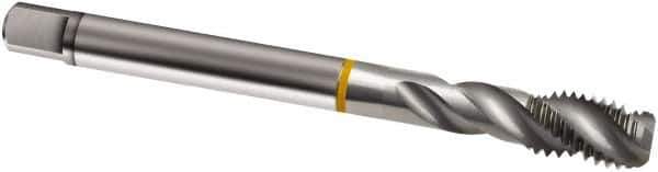 Guhring - M12x1.75 Metric 3 Flute 6H Modified Bottoming Spiral Flute Tap - Cobalt, Bright Finish, 110mm OAL, Right Hand Flute, Right Hand Thread, D5/D6, Series 822 - Exact Industrial Supply