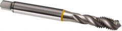 Guhring - M2.6x0.45 Metric 3 Flute 6H Modified Bottoming Spiral Flute Tap - Cobalt, Bright Finish, 50mm OAL, Right Hand Flute, Right Hand Thread, D2/D3, Series 810 - Exact Industrial Supply