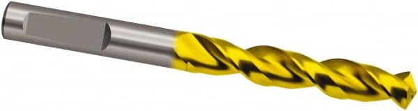 Jobber Length Drill Bit: 0.3346″ Dia, 130 °, Cobalt TiN Finish, Right Hand Cut, Parabolic Flute