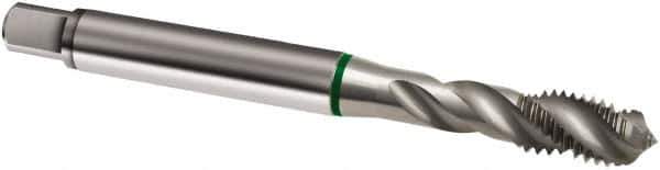Guhring - M2.6x0.45 Metric 3 Flute 6H Modified Bottoming Spiral Flute Tap - Cobalt, Bright Finish, 56mm OAL, Right Hand Flute, Right Hand Thread, D2/D3, Series 889 - Exact Industrial Supply