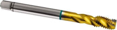 Guhring - #12-28 UNF 3 Flute 2B Modified Bottoming Spiral Flute Tap - Cobalt, TiN Finish, 80mm OAL, Right Hand Flute, Right Hand Thread, H3/H4, Series 1838 - Exact Industrial Supply