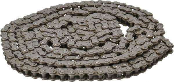 Browning - 3/8" Pitch, ANSI 35, Single Strand Roller Chain - Chain No. 35, 10 Ft. Long, 1/5" Roller Diam, 3/16" Roller Width - Exact Industrial Supply