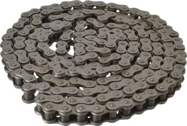 Browning - 5/8" Pitch, ANSI 50, Single Strand Roller Chain - Chain No. 50, 10 Ft. Long, 0.4" Roller Diam, 3/8" Roller Width - Exact Industrial Supply