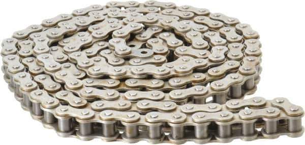 Browning - 3/4" Pitch, ANSI 60, Single Strand Roller Chain - Chain No. 60, 10 Ft. Long, 15/32" Roller Diam, 1/2" Roller Width - Exact Industrial Supply
