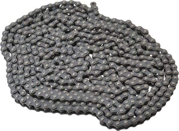Browning - 1/4" Pitch, ANSI 25, Single Strand Roller Chain - Chain No. 25, 10 Ft. Long, 0.13" Roller Diam, 1/8" Roller Width - Exact Industrial Supply