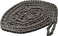 Browning - 1/4" Pitch, ANSI 25, Single Strand Roller Chain - Chain No. 25SS, 10 Ft. Long, 0.13" Roller Diam, 1/8" Roller Width - Exact Industrial Supply