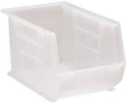 Quantum Storage - 60 Lb. Load Capacity, 13-5/8" Deep, Clear Polypropylene Hopper Stacking Bin - 8" High x 8-1/4" Wide x 13-5/8" Long - Exact Industrial Supply