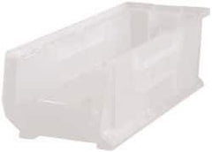 Quantum Storage - 125 Lb. Load Capacity, 23-7/8" Deep, Clear Polypropylene Hopper Stacking Bin - 7" High x 8-1/4" Wide x 23-7/8" Long - Exact Industrial Supply