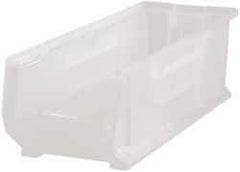 Quantum Storage - 125 Lb. Load Capacity, 23-7/8" Deep, Clear Polypropylene Hopper Stacking Bin - 9" High x 8-1/4" Wide x 23-7/8" Long - Exact Industrial Supply