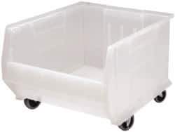 Quantum Storage - 125 Lb. Load Capacity, 23-7/8" Deep, Clear Polypropylene Hopper Stacking Bin - 11" High x 16-1/2" Wide x 23-7/8" Long - Exact Industrial Supply