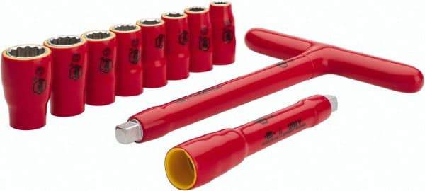 Wiha - 10 Piece 3/8" Drive Socket Set - 12 Points, 8mm to 19mm Range, Metric Measurement Standard - Exact Industrial Supply