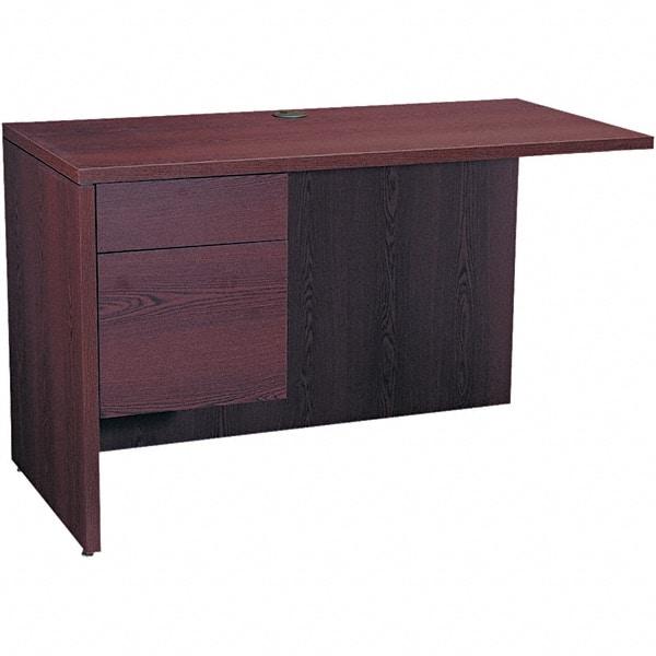 Hon - Woodgrain Laminate Workstation Desk with Center Drawer - 48" Wide x 24" Deep x 29-1/2" High, Mahogany - Exact Industrial Supply