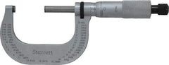 Starrett - 1 to 2" Range, 0.0001" Graduation, Mechanical Outside Micrometer - Ratchet Stop Thimble, Accurate to 0.00005" - Exact Industrial Supply