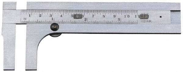 Starrett - 0 to 3-1/2" Stainless Steel Vernier Caliper - 1/32" Graduation, 1-3/8" Jaw Depth, 0.001" Accuracy, Thumb Lock - Exact Industrial Supply