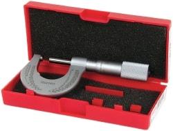 Starrett - Mechanical, 0 to 1 Inch Measurement, Satin Chrome Finish Carbide Face Ball Anvil Micrometer - 0.001 Inch Graduation - Exact Industrial Supply